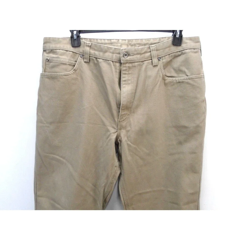 Duluth Trading Pants Mens Size 40x30 Beige Fire Hose Straight Leg Fend of Finish - Picture 2 of 11